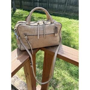 Coach Bleeker Matte Croc Embossed Satchel Tan Handbag Shoulder Bag 30449